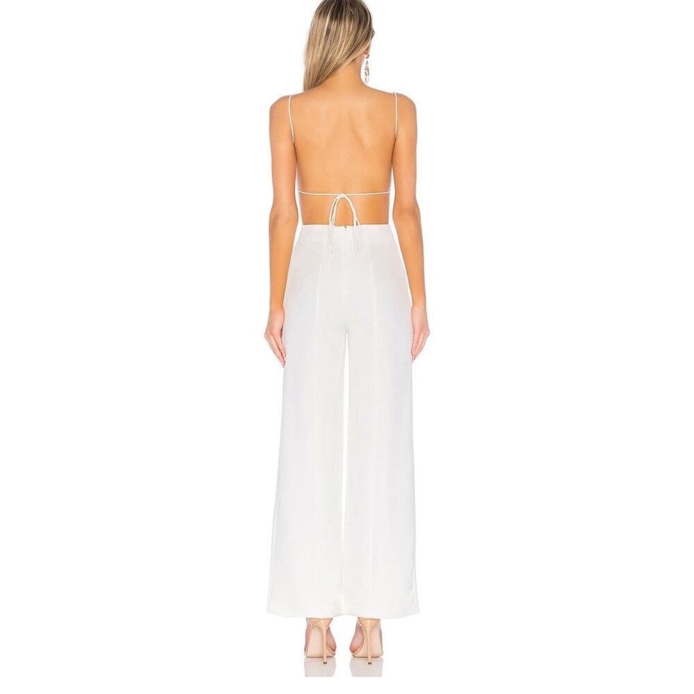 NWT Revolve NBD Prosecco Jumpsuit Wide Leg Back Lace Up Ivory SM Bridal Wedding - Picture 5 of 9